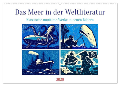 Das Meer in der Weltliteratur (Wandkalender 2026 DIN A2 quer), CALVENDO Monatskalender