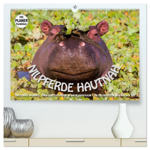 Emotionale Momente: Nilpferde hautnah (hochwertiger Premium Wandkalender 2026 DIN A2 quer), Kunstdruck in Hochglanz