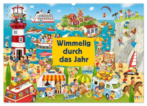 Wimmelig durch das Jahr (Wandkalender 2027 DIN A2 quer), CALVENDO Monatskalender