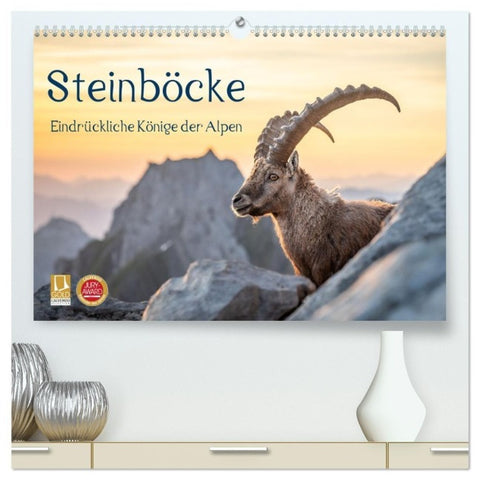 Steinböcke - Eindrückliche Könige der Alpen (hochwertiger Premium Wandkalender 2027 DIN A2 quer), Kunstdruck in Hochglanz
