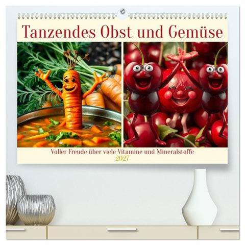 Tanzendes Obst und Gemüse (hochwertiger Premium Wandkalender 2027 DIN A2 quer), Kunstdruck in Hochglanz
