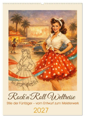 Rock'n'Roll Weltreise (Wandkalender 2027 DIN A2 hoch), CALVENDO Monatskalender