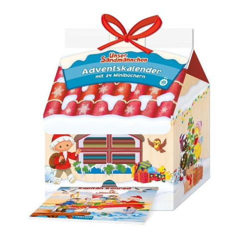 TRÖTSCH – Adventskalender Haus "Unser Sandmännchen" | Weihnachtskalender mit 24 kleinen Beschäftigungsbüchern mit 24 Minibüchern in Geschenkverpackung