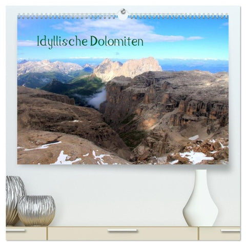 Idyllische Dolomiten (hochwertiger Premium Wandkalender 2027 DIN A2 quer), Kunstdruck in Hochglanz