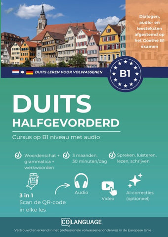 Duits B1 leren halfgevorderd. Cursus op B1-niveau met audio