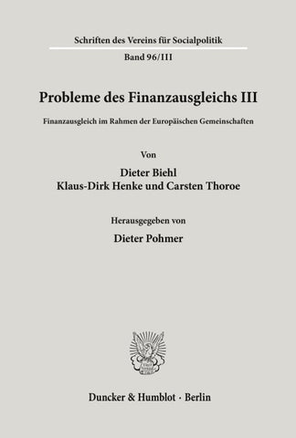 Probleme des Finanzausgleichs III.