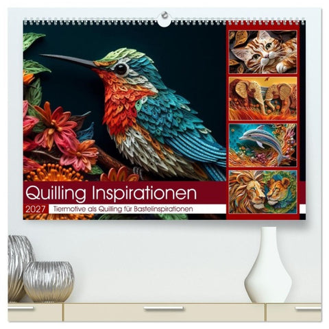 Quilling Inspirationen (hochwertiger Premium Wandkalender 2027 DIN A2 quer), Kunstdruck in Hochglanz