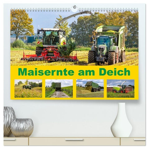 Maisernte am Deich (hochwertiger Premium Wandkalender 2027 DIN A2 quer), Kunstdruck in Hochglanz