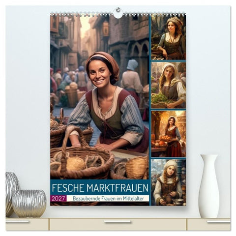 Fesche Marktfrauen (hochwertiger Premium Wandkalender 2027 DIN A2 hoch), Kunstdruck in Hochglanz