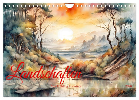 Landschaften Von Frühling bis Winter (Wandkalender 2026 DIN A4 quer), CALVENDO Monatskalender