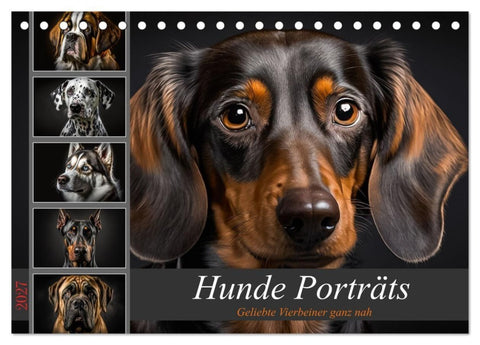 Hunde Porträts (Tischkalender 2027 DIN A5 quer), CALVENDO Monatskalender