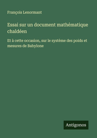 Essai sur un document mathématique chaldéen