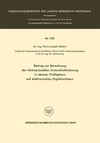 Beitrag zur Berechnung der inkompressiblen Unterschallstrümung in ebenen Profilgittern auf elektronischen Digitalrechnern