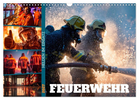 Feuerwehr - Helden im Einsatz (Wandkalender 2027 DIN A3 quer), CALVENDO Monatskalender