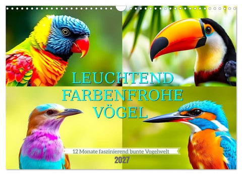 Leuchtend farbenfrohe Vögel (Wandkalender 2027 DIN A3 quer), CALVENDO Monatskalender