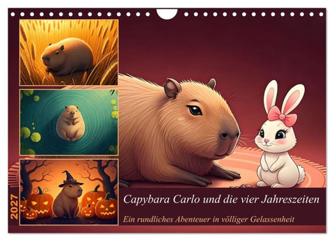 Capybara Carlo und die vier Jahreszeiten (Wandkalender 2027 DIN A4 quer), CALVENDO Monatskalender