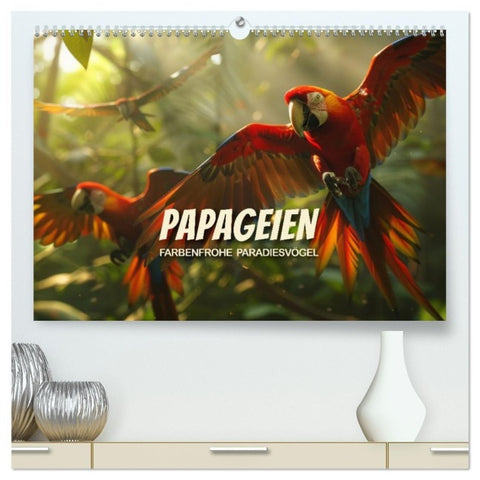 Papageien - Farbenfrohe Paradiesvögel (hochwertiger Premium Wandkalender 2027 DIN A2 quer), Kunstdruck in Hochglanz