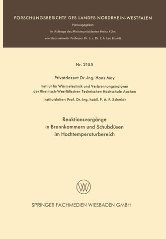 Reaktionsvorgänge in Brennkammern und Schubdüsen im Hochtemperaturbereich