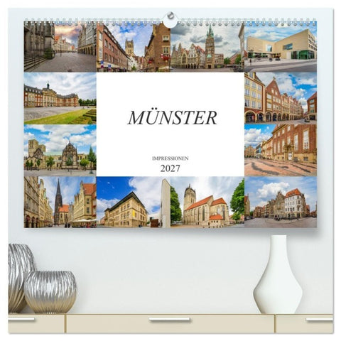 Münster Impressionen (hochwertiger Premium Wandkalender 2027 DIN A2 quer), Kunstdruck in Hochglanz