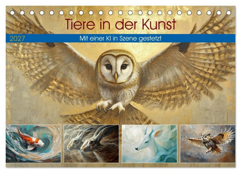 Tiere in der Kunst (Tischkalender 2027 DIN A5 quer), CALVENDO Monatskalender
