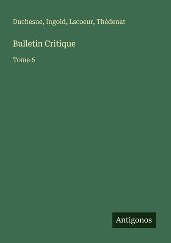 Bulletin Critique