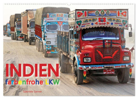 Indien Farbenfrohe LKW (Wandkalender 2026 DIN A2 quer), CALVENDO Monatskalender