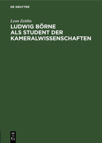 Ludwig Börne als Student der Kameralwissenschaften