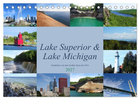 Lake Superior & Lake Michigan (Tischkalender 2027 DIN A5 quer), CALVENDO Monatskalender