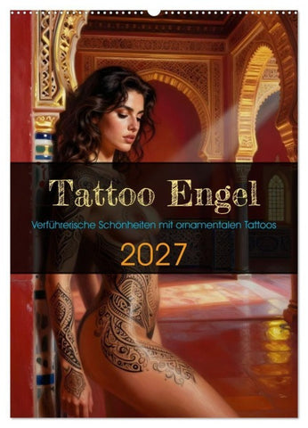 Tattoo Engel (Wandkalender 2027 DIN A2 hoch), CALVENDO Monatskalender