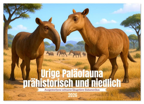 Urige Paläofauna prähistorisch und niedlich (Wandkalender 2026 DIN A3 quer), CALVENDO Monatskalender