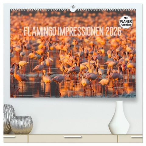 Flamingo Impressionen 2026 (hochwertiger Premium Wandkalender 2026 DIN A2 quer), Kunstdruck in Hochglanz