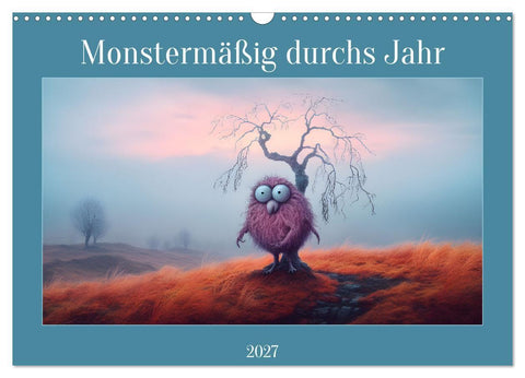 Monstermäßig durchs Jahr (Wandkalender 2027 DIN A3 quer), CALVENDO Monatskalender