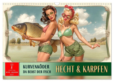 Hecht und Karpfen - Kurvenköder, da beißt der Fisch (Wandkalender 2027 DIN A3 quer), CALVENDO Monatskalender