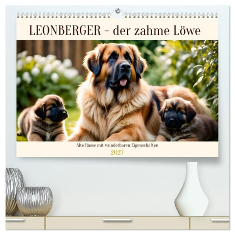 Leonberger - der zahme Löwe (hochwertiger Premium Wandkalender 2027 DIN A2 quer), Kunstdruck in Hochglanz