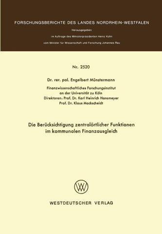 Die Berücksichtigung zentralörtlicher Funktionen im kommunalen Finanzausgleich