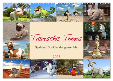 Tierische Toons (Wandkalender 2027 DIN A2 quer), CALVENDO Monatskalender