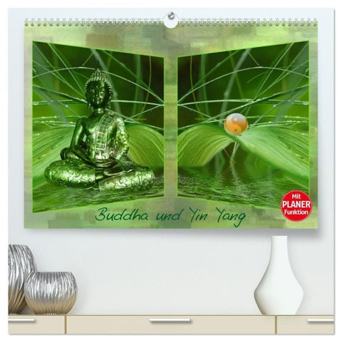 Buddha und Yin Yang (hochwertiger Premium Wandkalender 2027 DIN A2 quer), Kunstdruck in Hochglanz