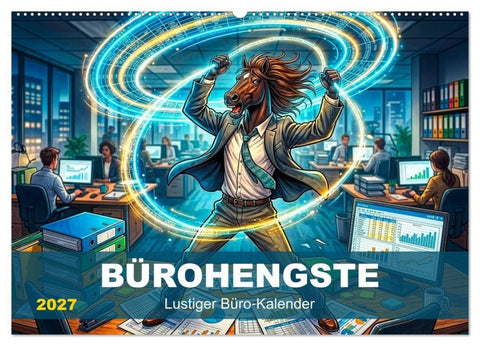 Bürohengste - Lustiger Büro¿Kalender (Wandkalender 2027 DIN A2 quer), CALVENDO Monatskalender