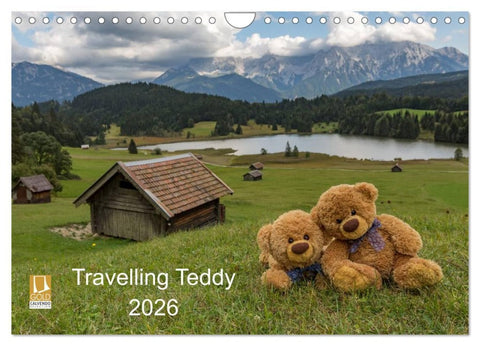 Travelling Teddy 2026 (Wandkalender 2026 DIN A4 quer), CALVENDO Monatskalender