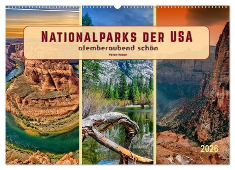 Nationalparks der USA - atemberaubend schön (Wandkalender 2026 DIN A2 quer), CALVENDO Monatskalender