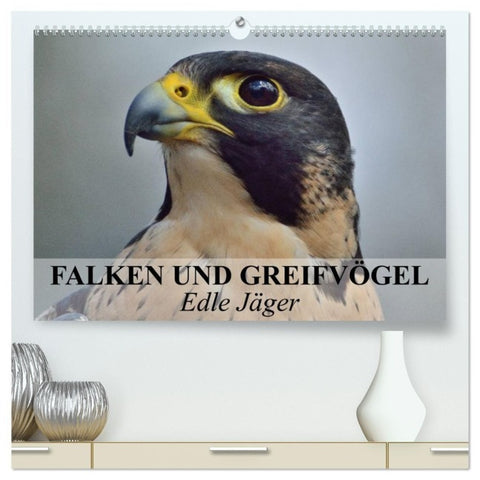 Falken und Greifvögel. Edle Jäger (hochwertiger Premium Wandkalender 2027 DIN A2 quer), Kunstdruck in Hochglanz
