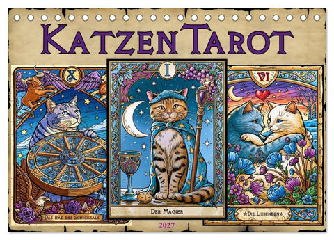 Katzentarot (Tischkalender 2027 DIN A5 quer), CALVENDO Monatskalender