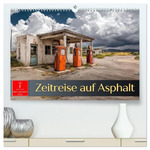Zeitreise auf Asphalt (hochwertiger Premium Wandkalender 2026 DIN A2 quer), Kunstdruck in Hochglanz