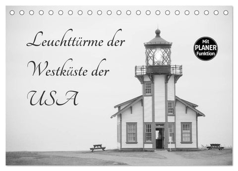 Leuchttürme der Westküste der USA (Tischkalender 2027 DIN A5 quer), CALVENDO Monatskalender