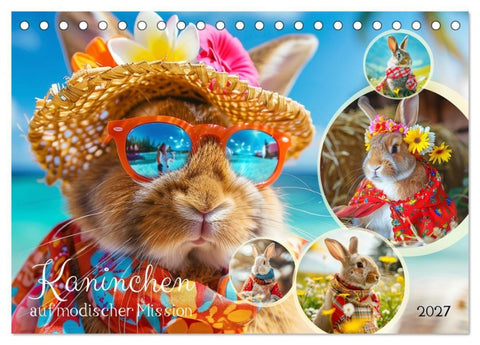 Kaninchen auf modischer Mission (Tischkalender 2027 DIN A5 quer), CALVENDO Monatskalender