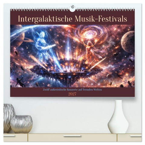 Intergalaktische Musik-Festivals (hochwertiger Premium Wandkalender 2027 DIN A2 quer), Kunstdruck in Hochglanz