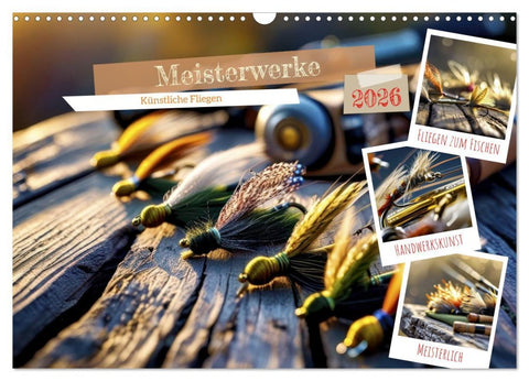 Meisterwerke - Künstliche Fliegen (Wandkalender 2026 DIN A3 quer), CALVENDO Monatskalender
