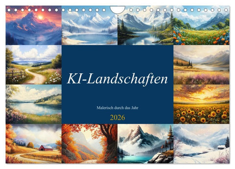KI-Landschaften - Malerisch durch das Jahr (Wandkalender 2026 DIN A4 quer), CALVENDO Monatskalender