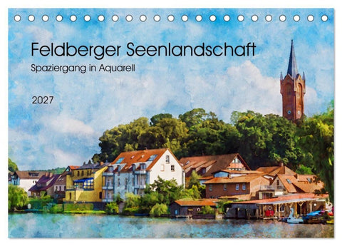 Feldberger Seenlandschaft - Spaziergang in Aquarell (Tischkalender 2027 DIN A5 quer), CALVENDO Monatskalender