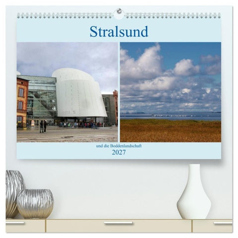 Stralsund und die Boddenlandschaft (hochwertiger Premium Wandkalender 2027 DIN A2 quer), Kunstdruck in Hochglanz